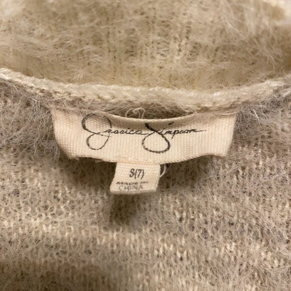 Jessica Simpson Girls Cream Long Sleeve Open Front Knit Cardigan Sweater SMALL - Picture 6 of 8